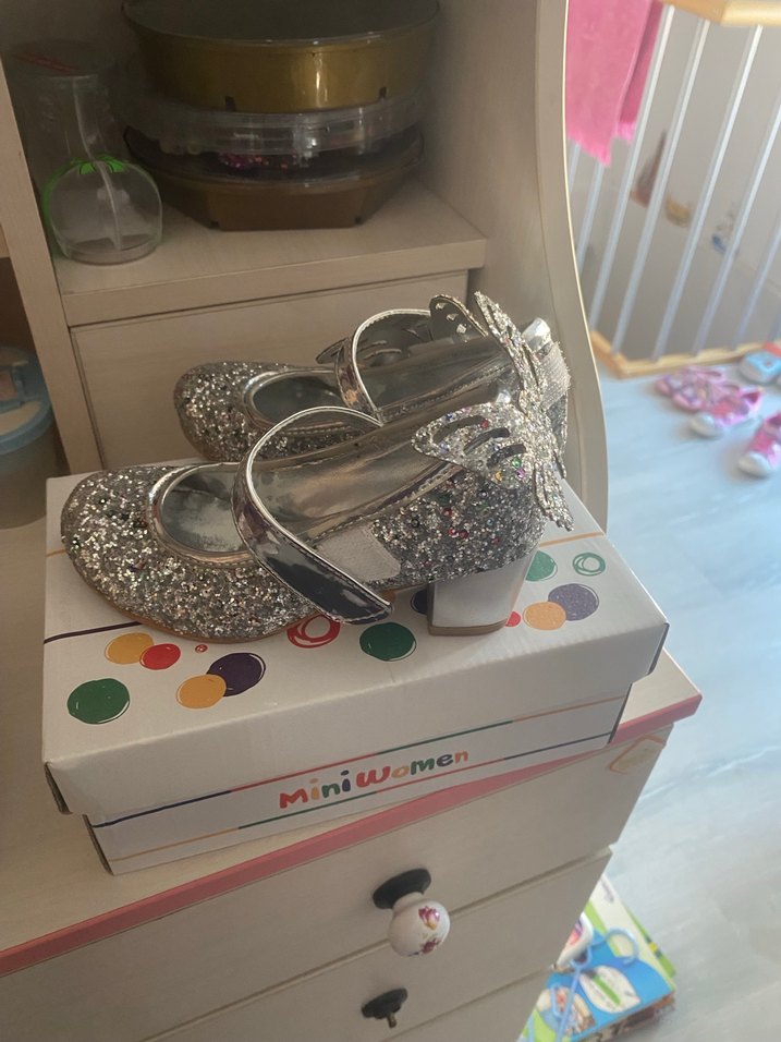 Gri Simli topuklu Babet Ayakkabı - Görsel 3