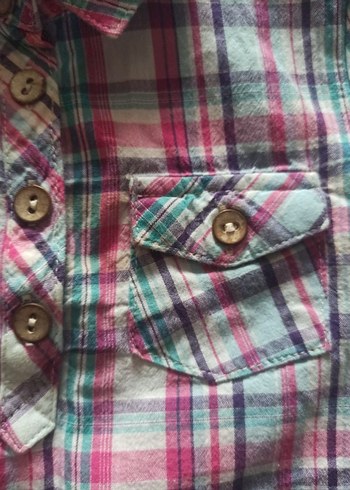 Çocuk Renkli Ekose Kısa Kollu Gömlek - Görsel 3