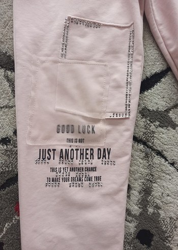 Baskılı Kemerli Pembe Kız Eşofman Altı - Görsel 9