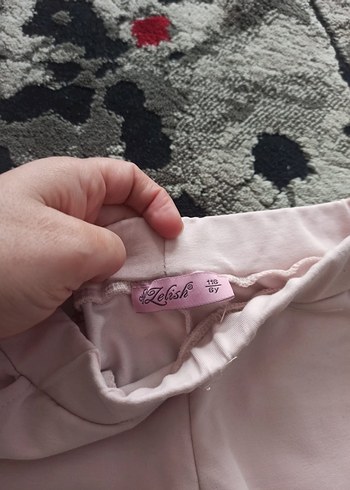 Baskılı Kemerli Pembe Kız Eşofman Altı - Görsel 8