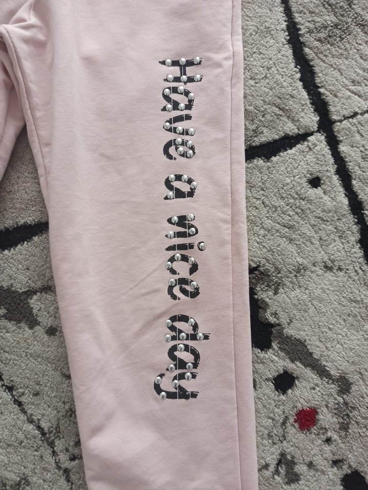 Baskılı Kemerli Pembe Kız Eşofman Altı - Görsel 3