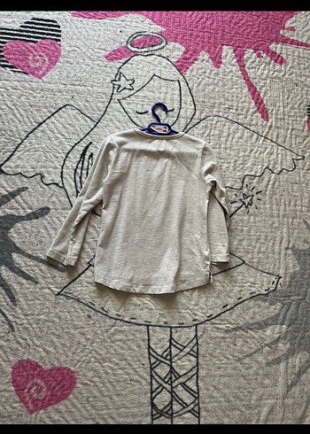 Beyaz Baskılı Uzun Kollu Kız Tişörtü - Görsel 10