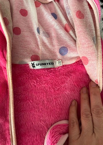 Kız Çocuk Pembe minimaus Kapüşonlu Bornoz - Görsel 3