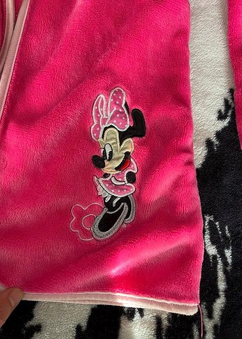 Kız Çocuk Pembe minimaus Kapüşonlu Bornoz - Görsel 6