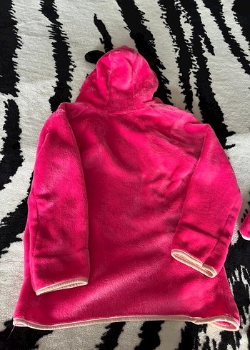 Kız Çocuk Pembe minimaus Kapüşonlu Bornoz - Görsel 5