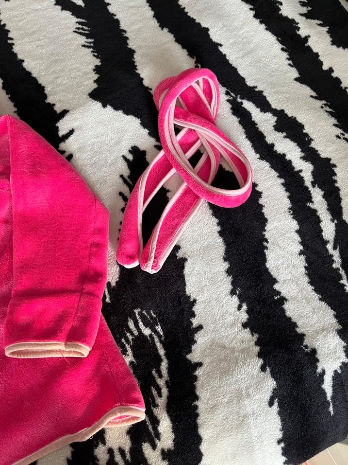 Kız Çocuk Pembe minimaus Kapüşonlu Bornoz - Görsel 4