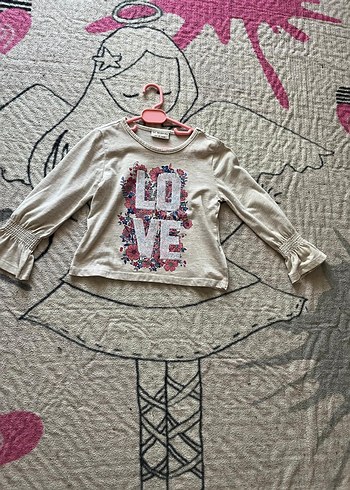 Kız Çocuk Uzun Kollu İşlemeli Tişört - Görsel 4