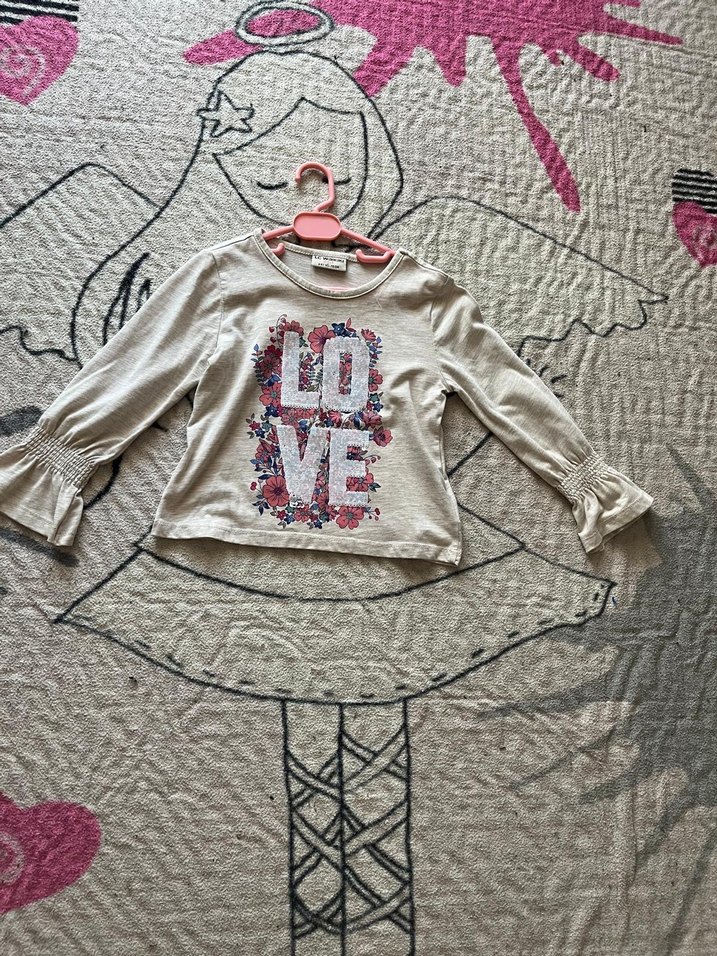 Kız Çocuk Uzun Kollu İşlemeli Tişört - Görsel 4