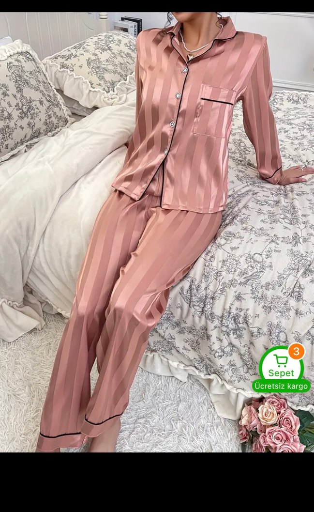 Saten Pijama Takımı - Görsel 2