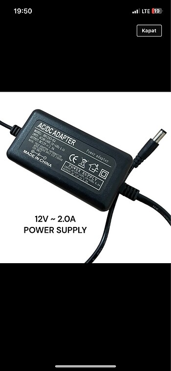 ??12V ~ 2.0A DD1203-KA POWER SUPPLY ADAPTÖR