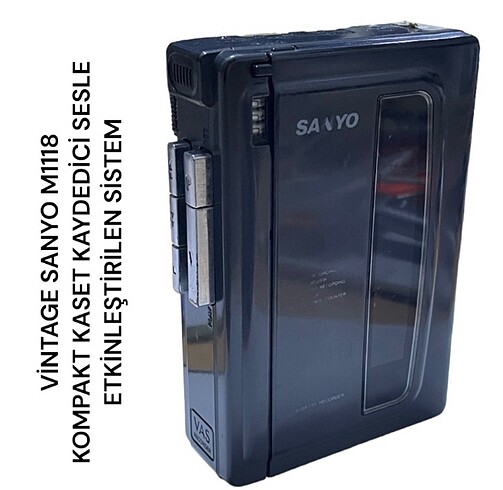 VİNTAGE SANYO WALKMAN M1118 KOMPAKT KASET KAYDEDİCİ SESLE ETKİNL