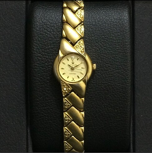 AS GOLD QUARTZ ALTIN KAPLAMA SAFİR CAM BİLEKLİK MODEL BAYAN SAAT