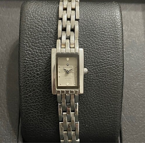 AS GOLDEN QUARTZ ALTIN KAPLAMA SAFİR CAM BİLEKLİK MODEL BAYAN SA