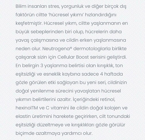 Neutrogena Neutrogena Cellular Boost Kırışıklık Karşıtı Konsantre Bakım Ser