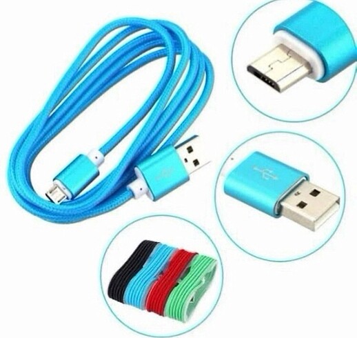 2 AD SAMSUNG 1.5 Mt MİCRO LUNA HASIRLI USB DATA ŞARJ KABLO