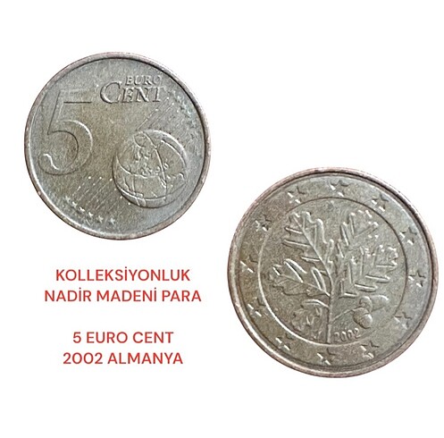 KOLLEKSİYONLUK NADİR MADENİ PARA 5 EURO CENT 2002 ALMANYA