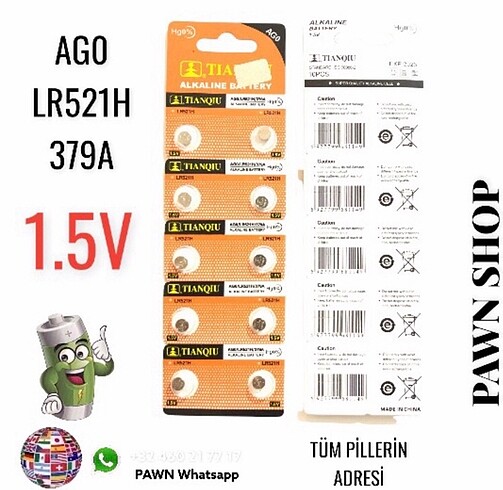 AG0 LR521H 379A ALKALİN BATARYA SAAT PİLİ 1.5V