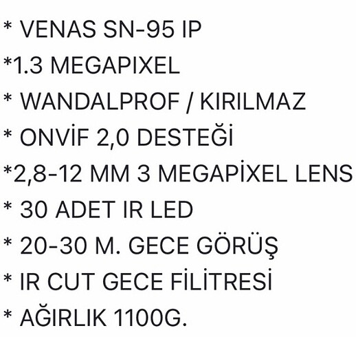 İP 1.3MP DOME CAM 2.8-12MM 30L VN-95 IPO GÜVENLİK KAMERASI - Görsel 2