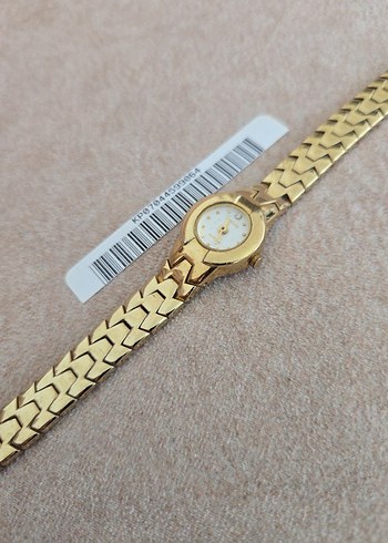 AS GOLDEN BİLEKLİK MODEL ALTIN KAPLAMA SAFİR CAM QUARTZ MAKİNA