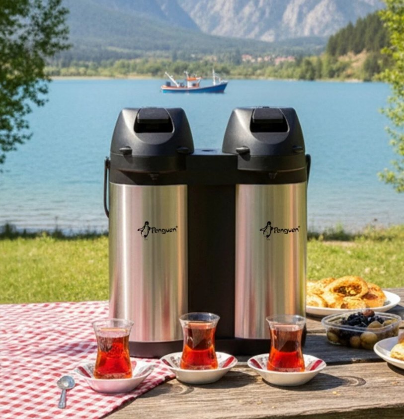 PENGUEN ÇELİK ÇAY TERMOSU ÇİFT KAT 3.8 LİTRE 1240XL PAWN - Görsel 3