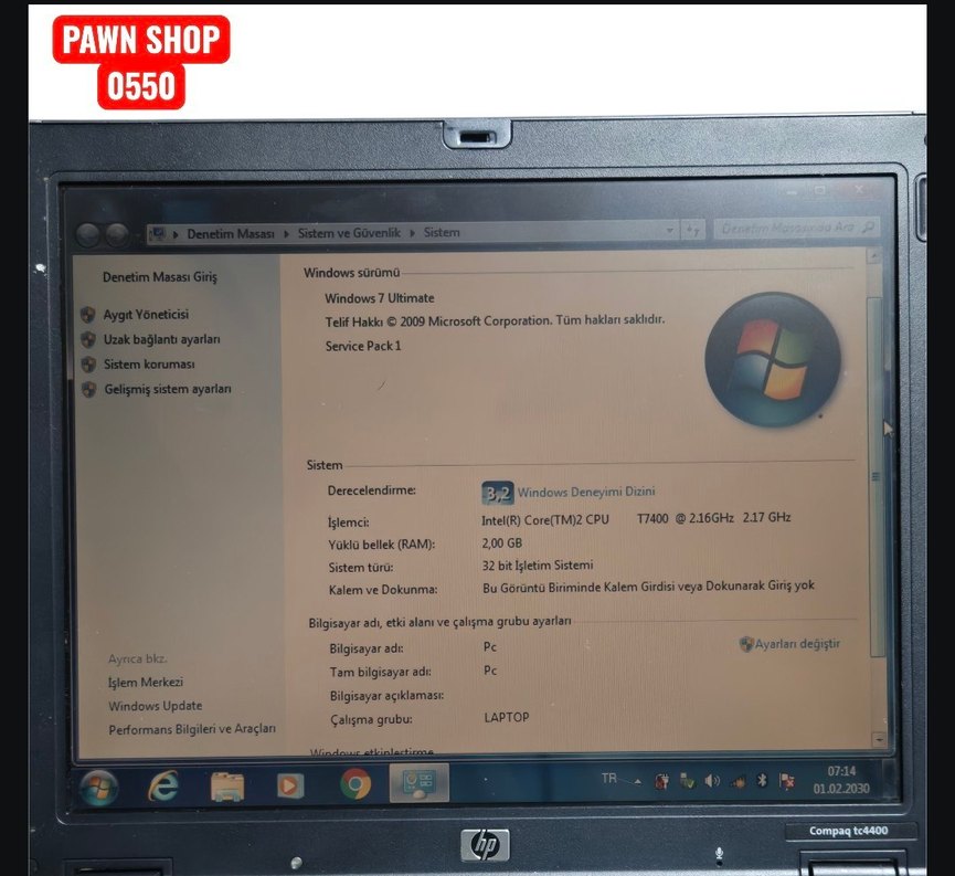 HP COMPAQ TC4400 ÇOK TEMİZ SORUNSUZ ÇALIŞAN VİNTAGE LAPTOP PAWN - Görsel 2
