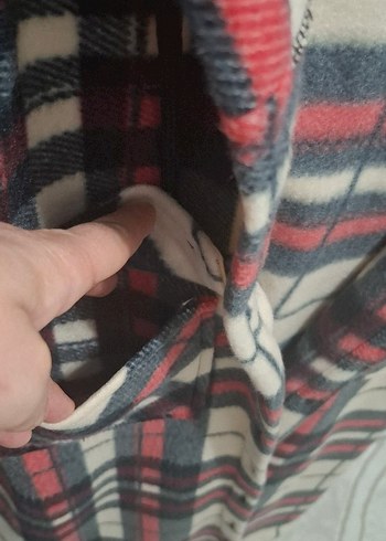 Düğmeli Ekose Desenli Kadın kapişonlu üst - Görsel 6