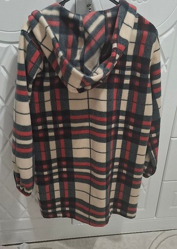 Düğmeli Ekose Desenli Kadın kapişonlu üst - Görsel 7