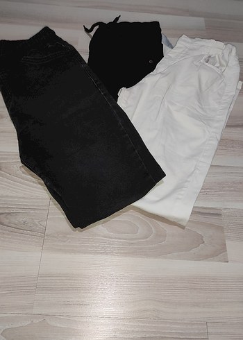 11-12 Yaş Beden Beyaz Kemerli Erkek Çocuk Kot Pantolon