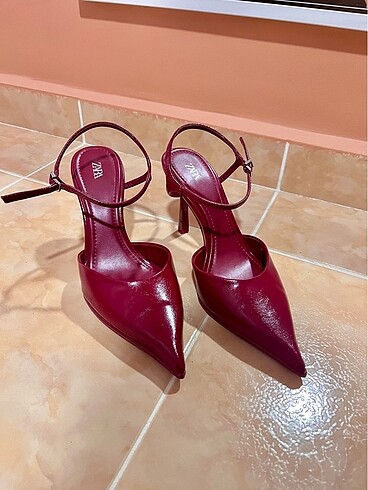 Zara Zara bordo topuklu ayakkabı