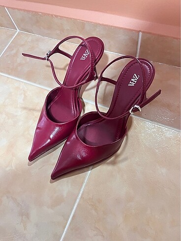 36 Beden bordo Renk Zara bordo topuklu ayakkabı
