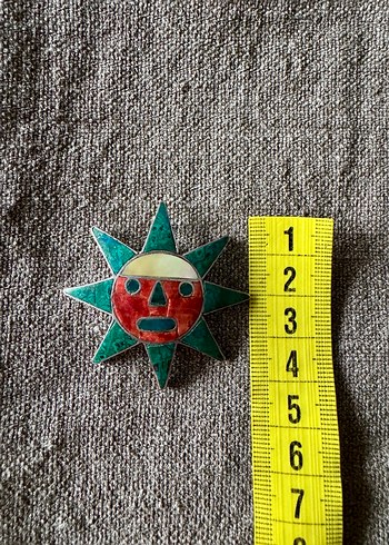 950 ayar gümüş mineli İnka güneşi kolye ucu - Görsel 5