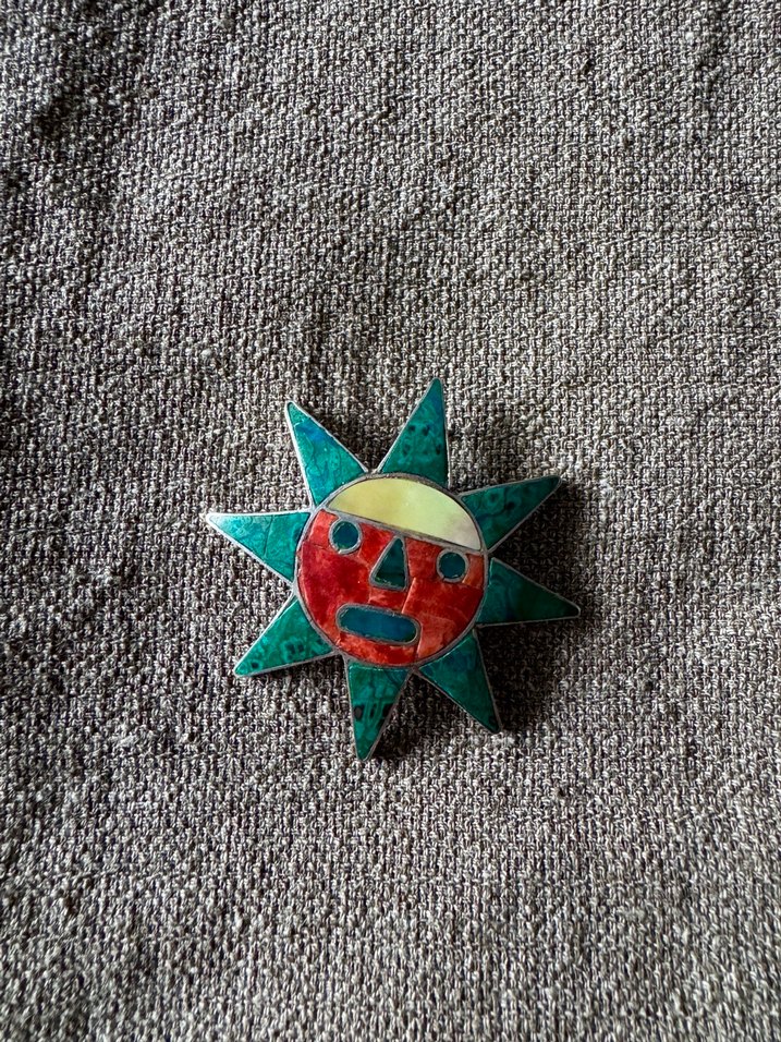 950 ayar gümüş mineli İnka güneşi kolye ucu - Görsel 2