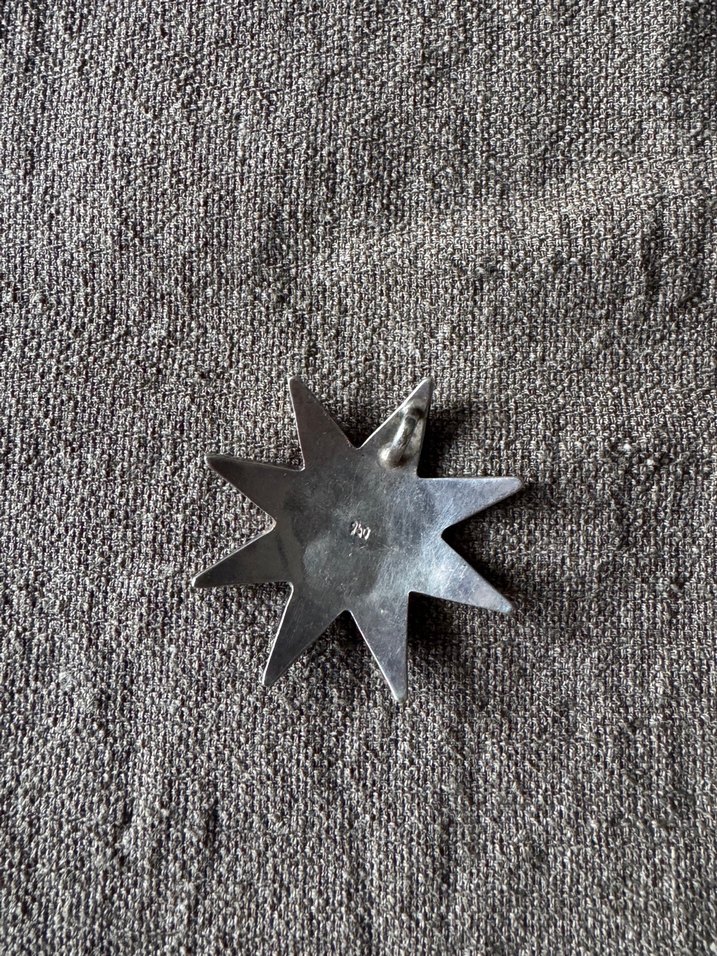 950 ayar gümüş mineli İnka güneşi kolye ucu - Görsel 3