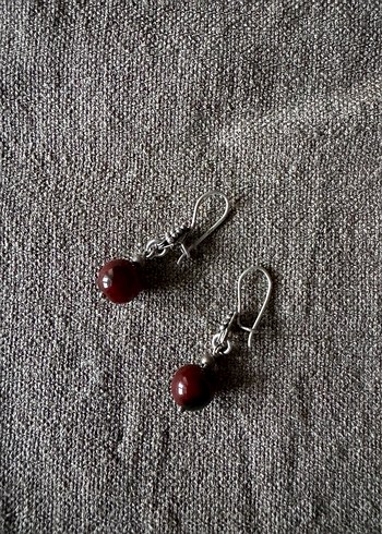 925 ayar gümüş akik taşlı küpe - Görsel 3