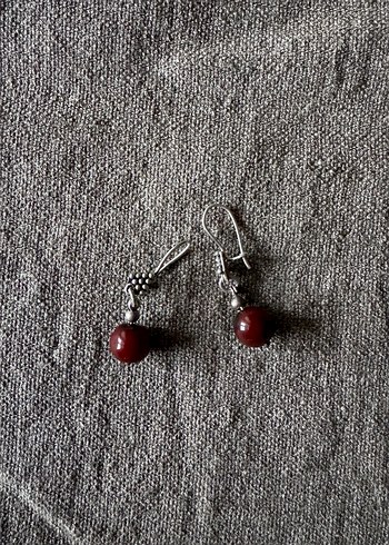 925 ayar gümüş akik taşlı küpe - Görsel 5