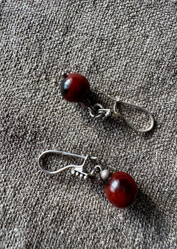 925 ayar gümüş akik taşlı küpe - Görsel 2