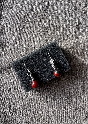 925 ayar gümüş akik taşlı küpe - Görsel 6