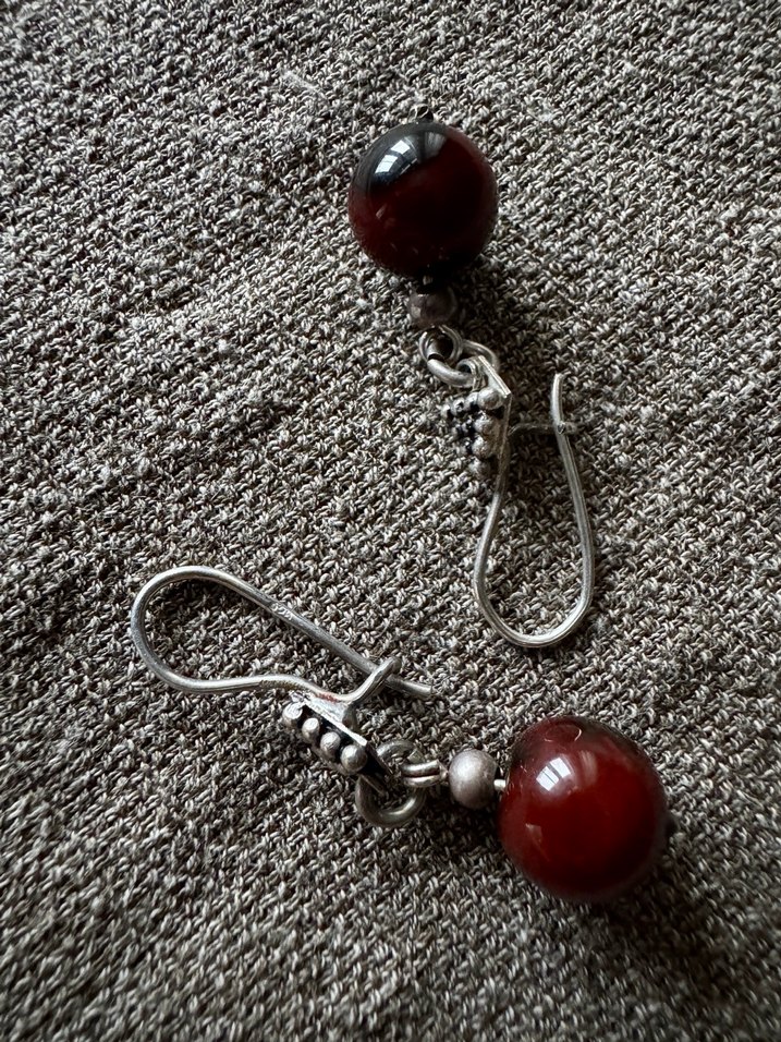 925 ayar gümüş akik taşlı küpe - Görsel 4