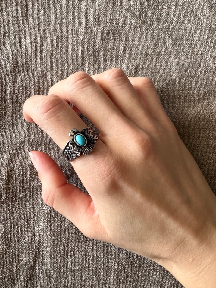 Gök kuşu motifli bohem yüzük - Görsel 2