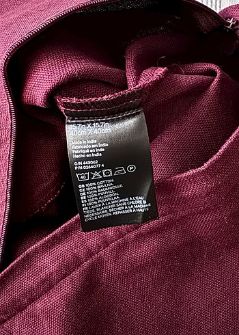 H&M kanvas pamuklu bordo kırlent - Görsel 4