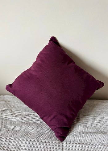 H&M kanvas pamuklu bordo kırlent - Görsel 3