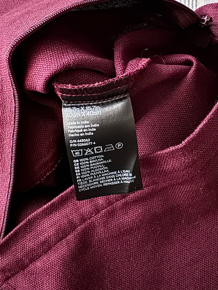 H&M kanvas pamuklu bordo kırlent - Görsel 4