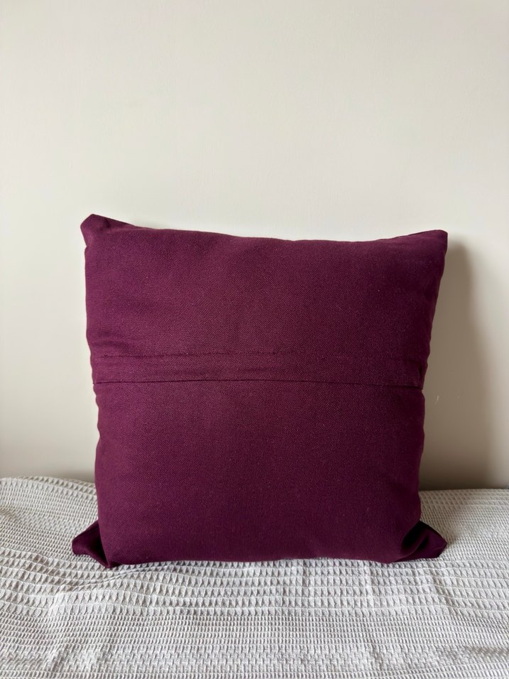 H&M kanvas pamuklu bordo kırlent - Görsel 2