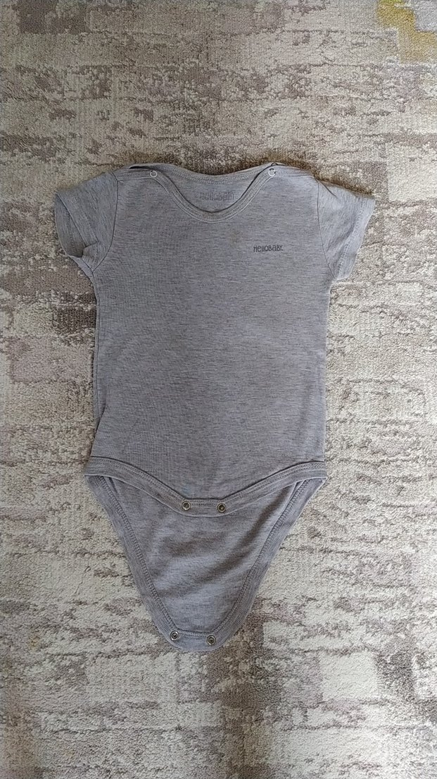 Gri Kısa Kollu Bebek Kız Erkek Body - Görsel 4