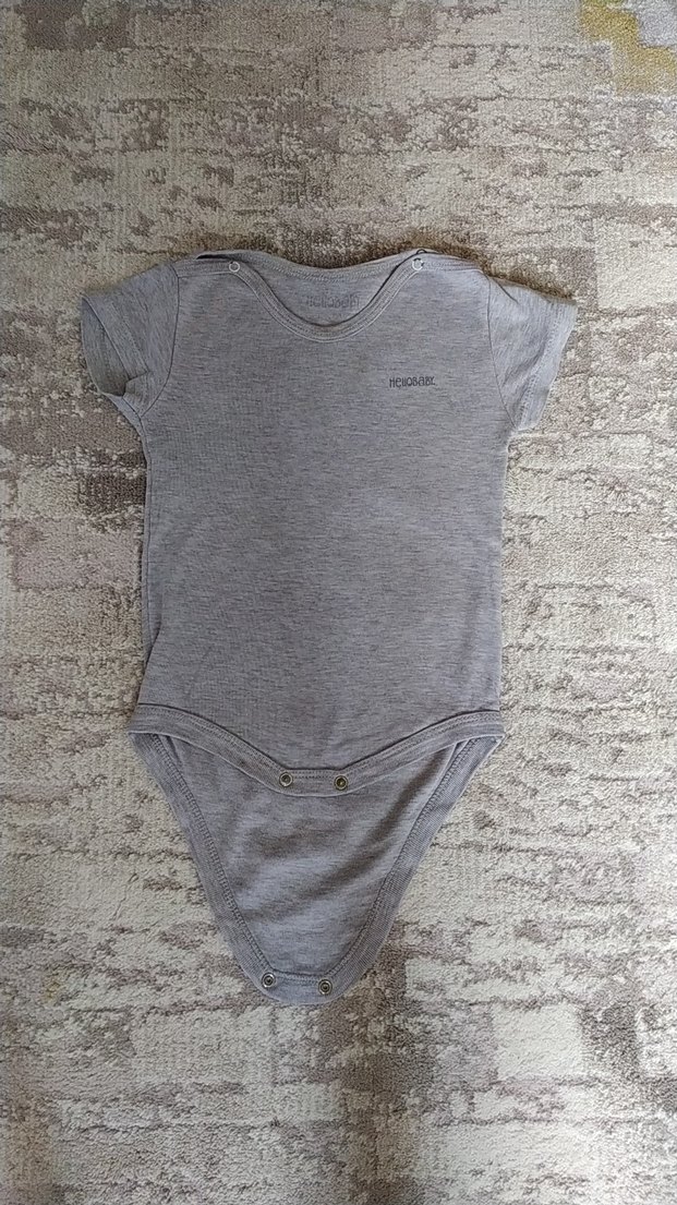 Gri Kısa Kollu Bebek Kız Erkek Body - Görsel 3
