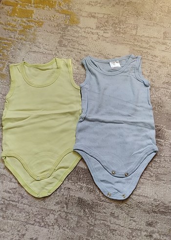 9 Ay Beden gri Renk Gri Bebek Erkek Askılı Body 2 tane