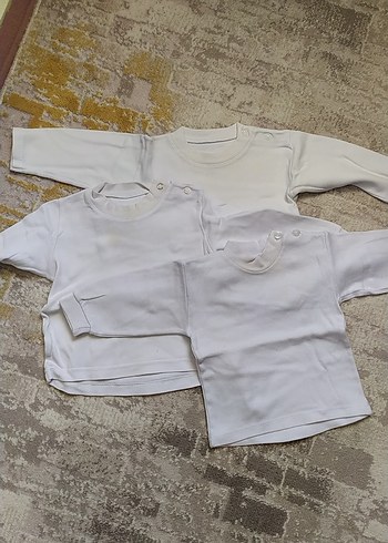 Bebek ve Çocuk Beyaz İçlik Üstleri 3 tane - Görsel 5
