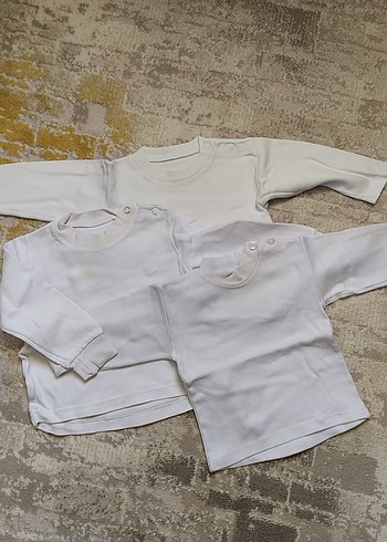 Bebek ve Çocuk Beyaz İçlik Üstleri 3 tane - Görsel 7
