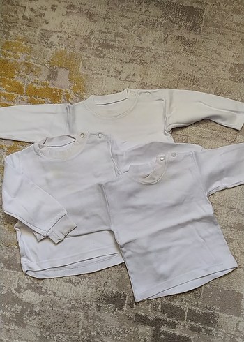 Bebek ve Çocuk Beyaz İçlik Üstleri 3 tane - Görsel 8