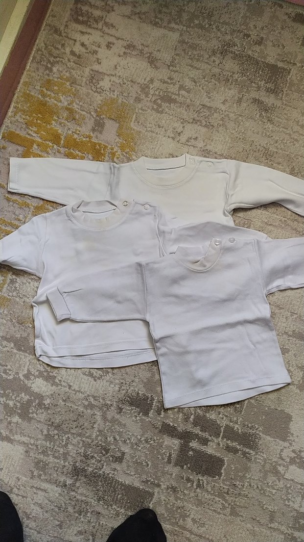 Bebek ve Çocuk Beyaz İçlik Üstleri 3 tane - Görsel 5